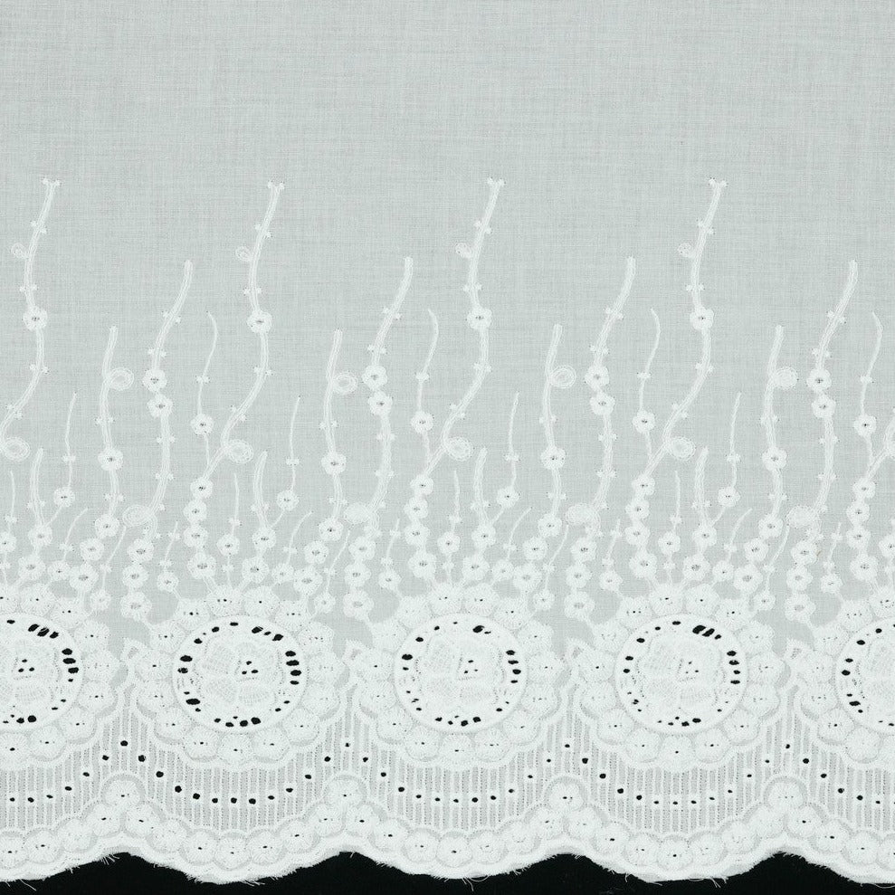 White blouse fabric embroidery border