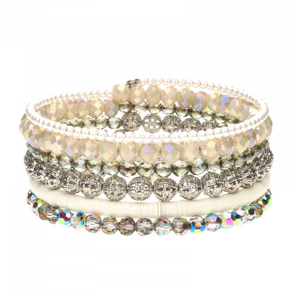 Cocomore wrap and spiral bracelet with Swarovski glass beads