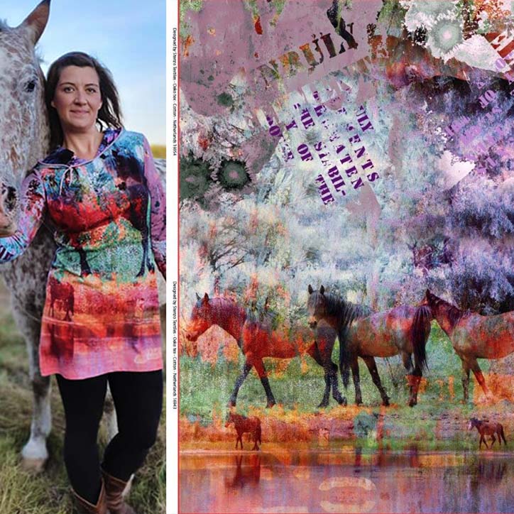 Baumwolljersey- Panel Wildpferde von Stenzo