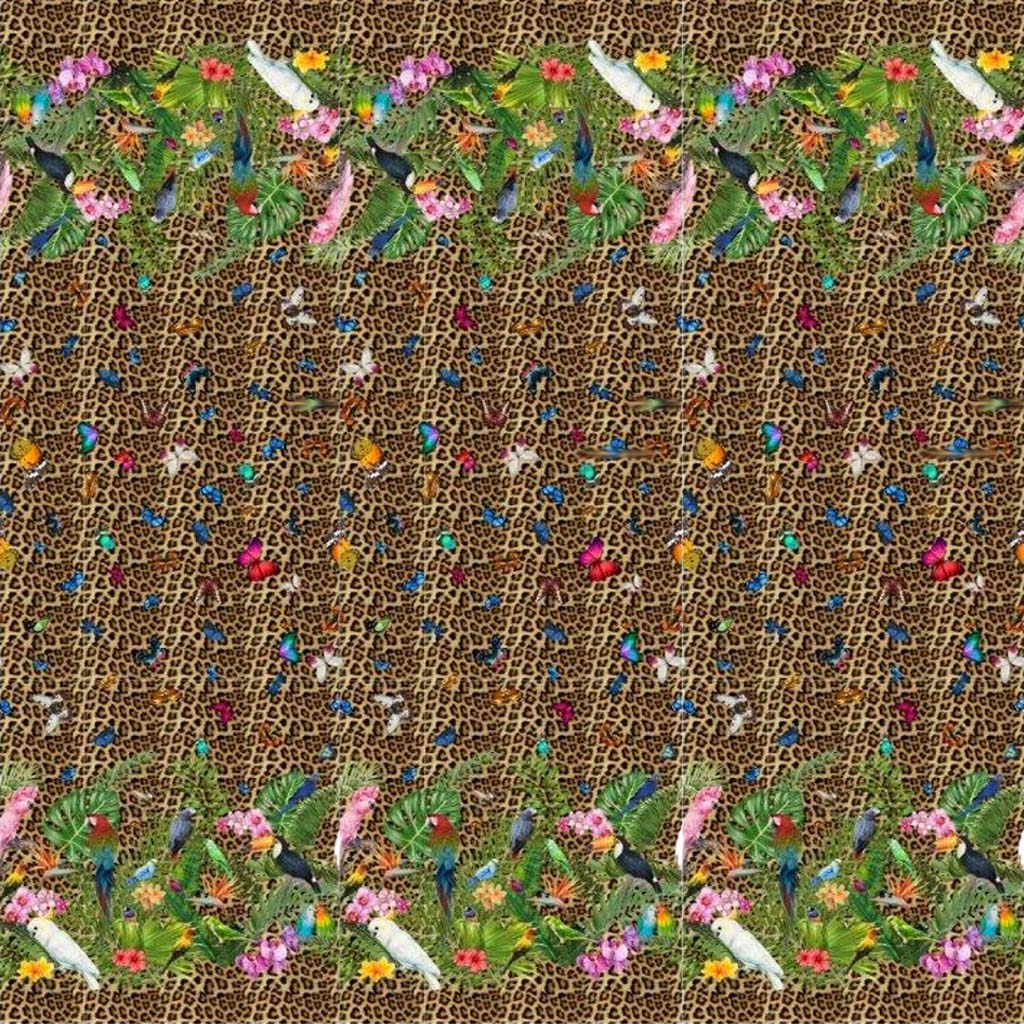 Stenzo Cotton Border Fabric Tropical Leo Pattern
