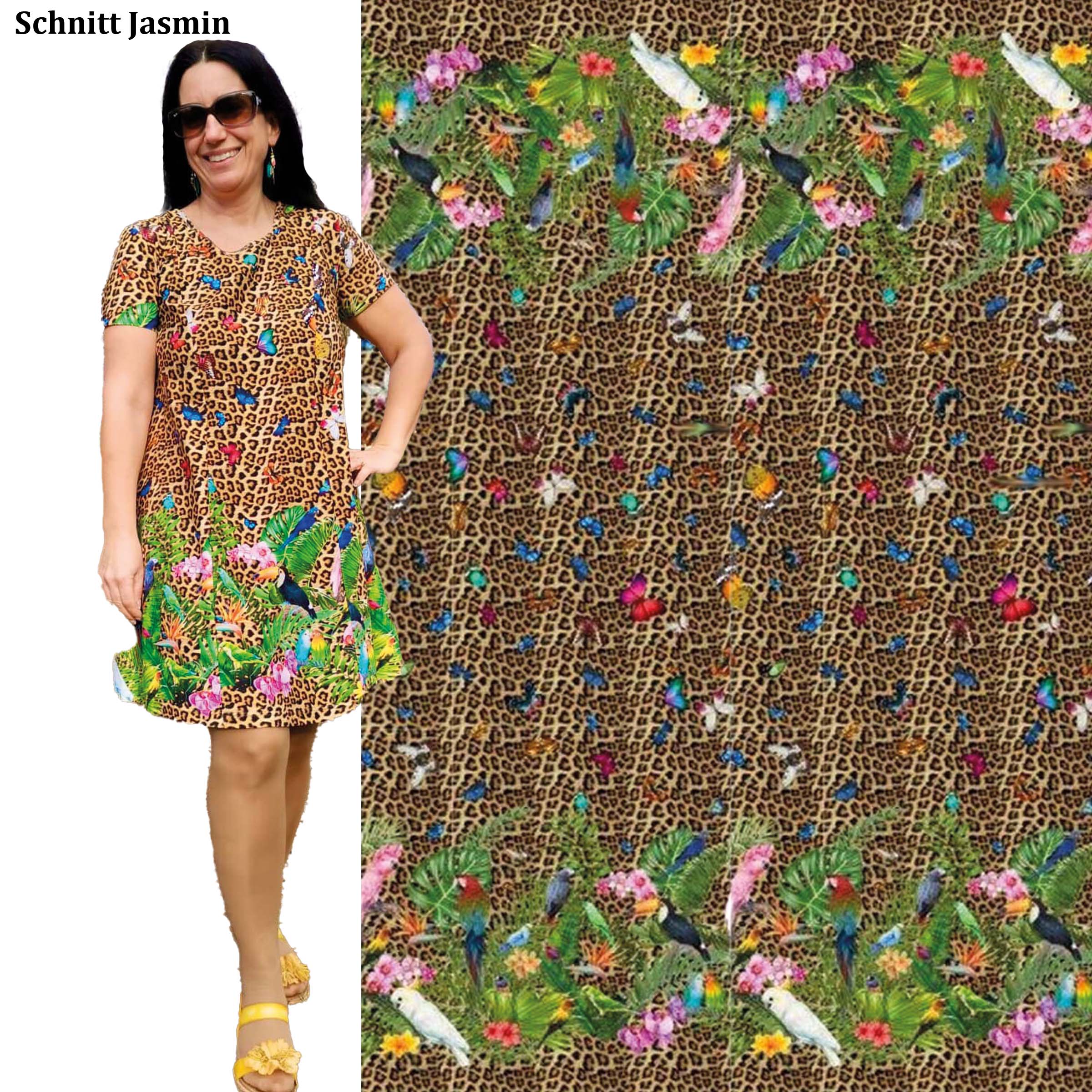 Stenzo Cotton Border Fabric Tropical Leo Pattern