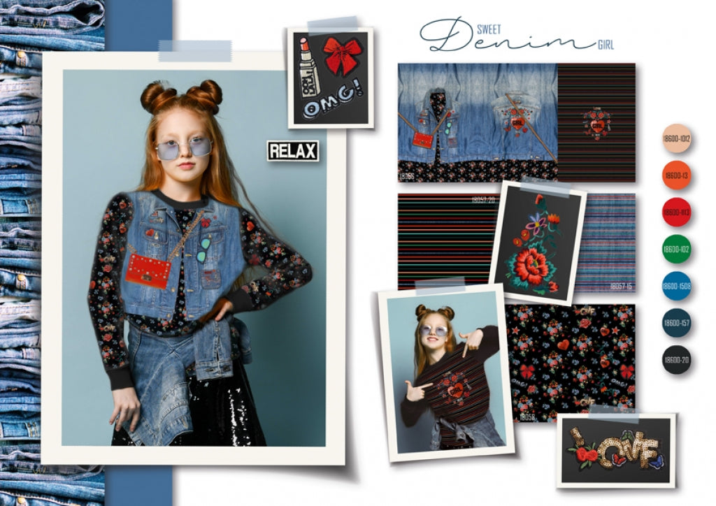 Funny French Terry denim jacket panel