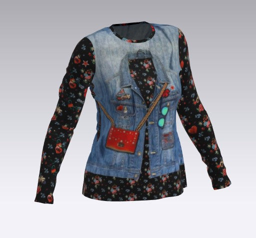 Funny French Terry denim jacket panel