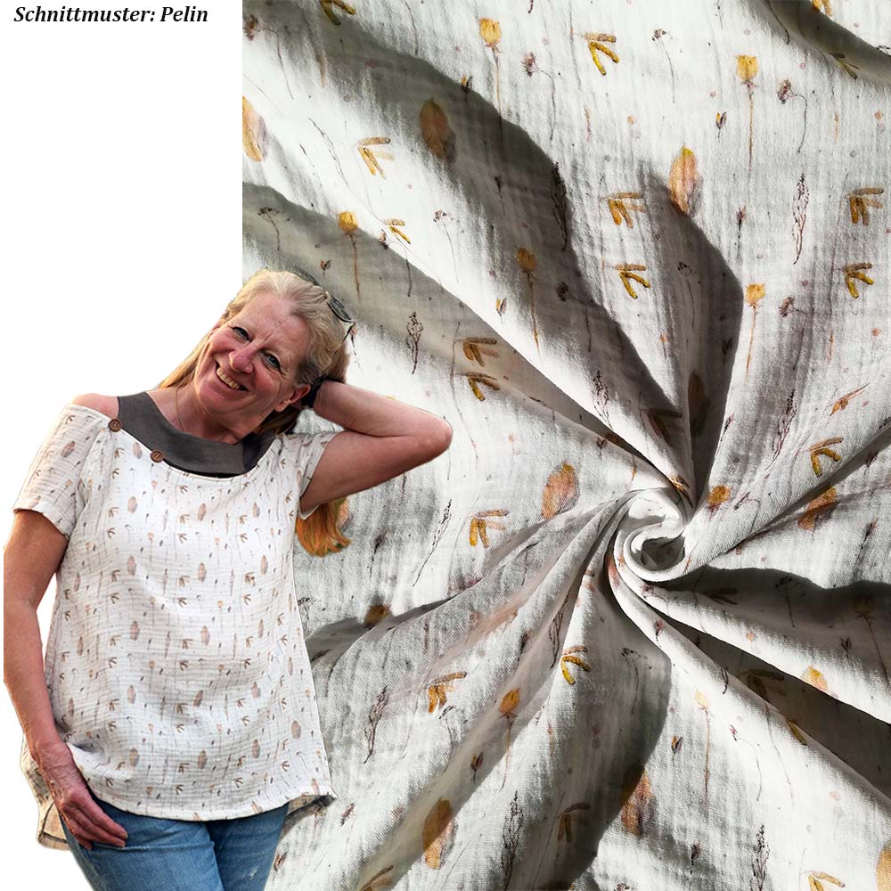 Fine cotton muslin with delicate leaves