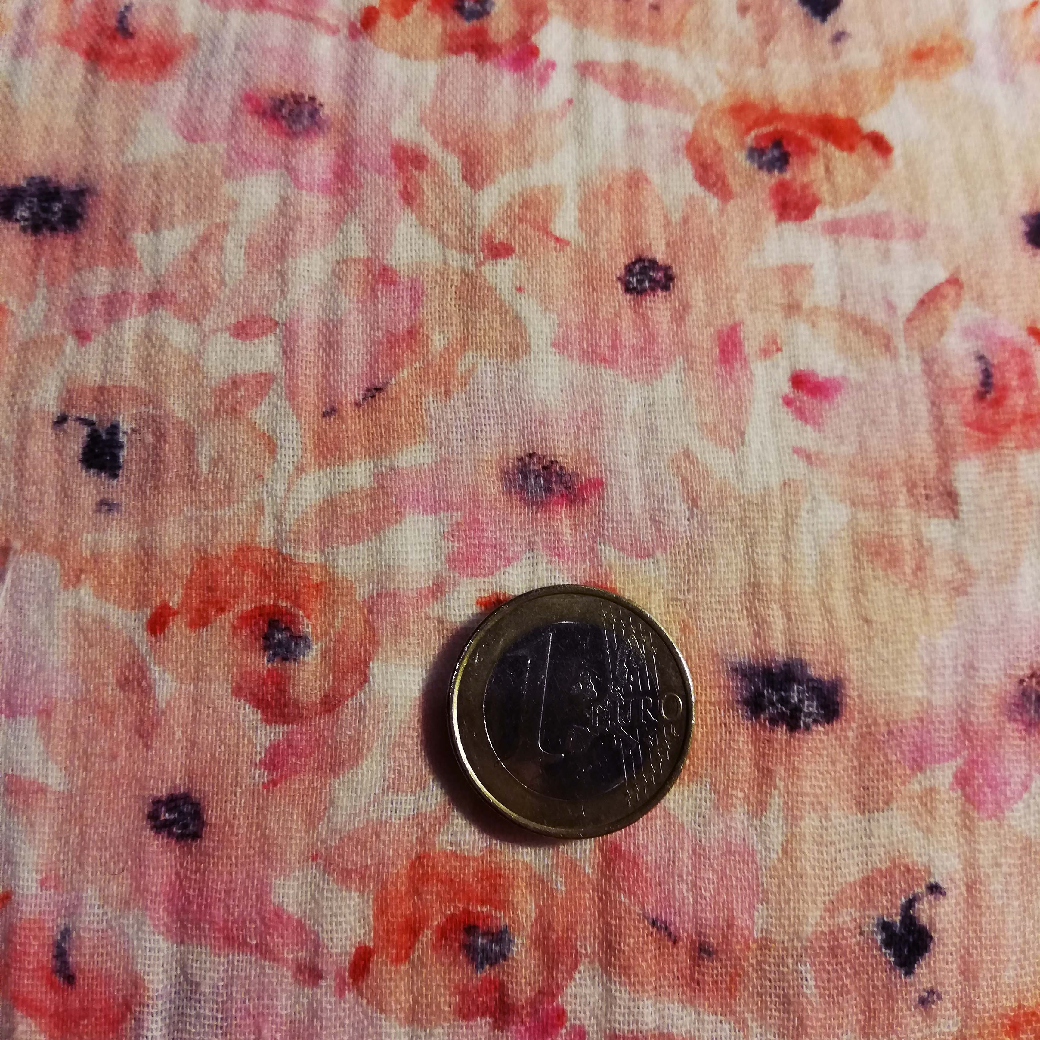 Fine cotton muslin with pink flowers