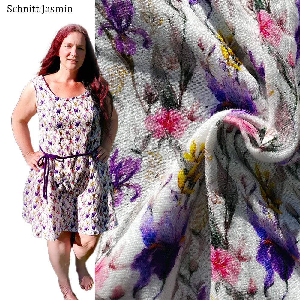 Fine cotton muslin with delicate iris flowers