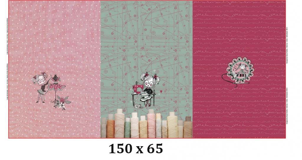 Jersey Panel the little seamstress in pink / green / berry