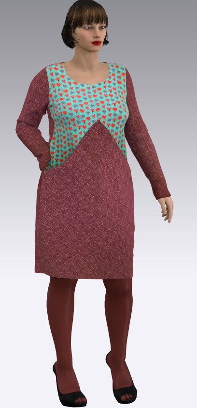 Light wine red cotton jersey digital print with dots