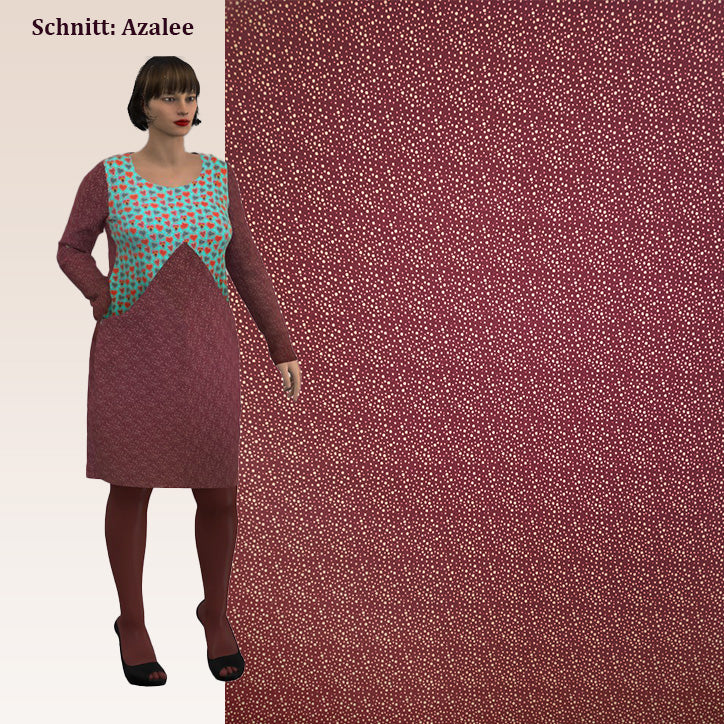 Light wine red cotton jersey digital print with dots