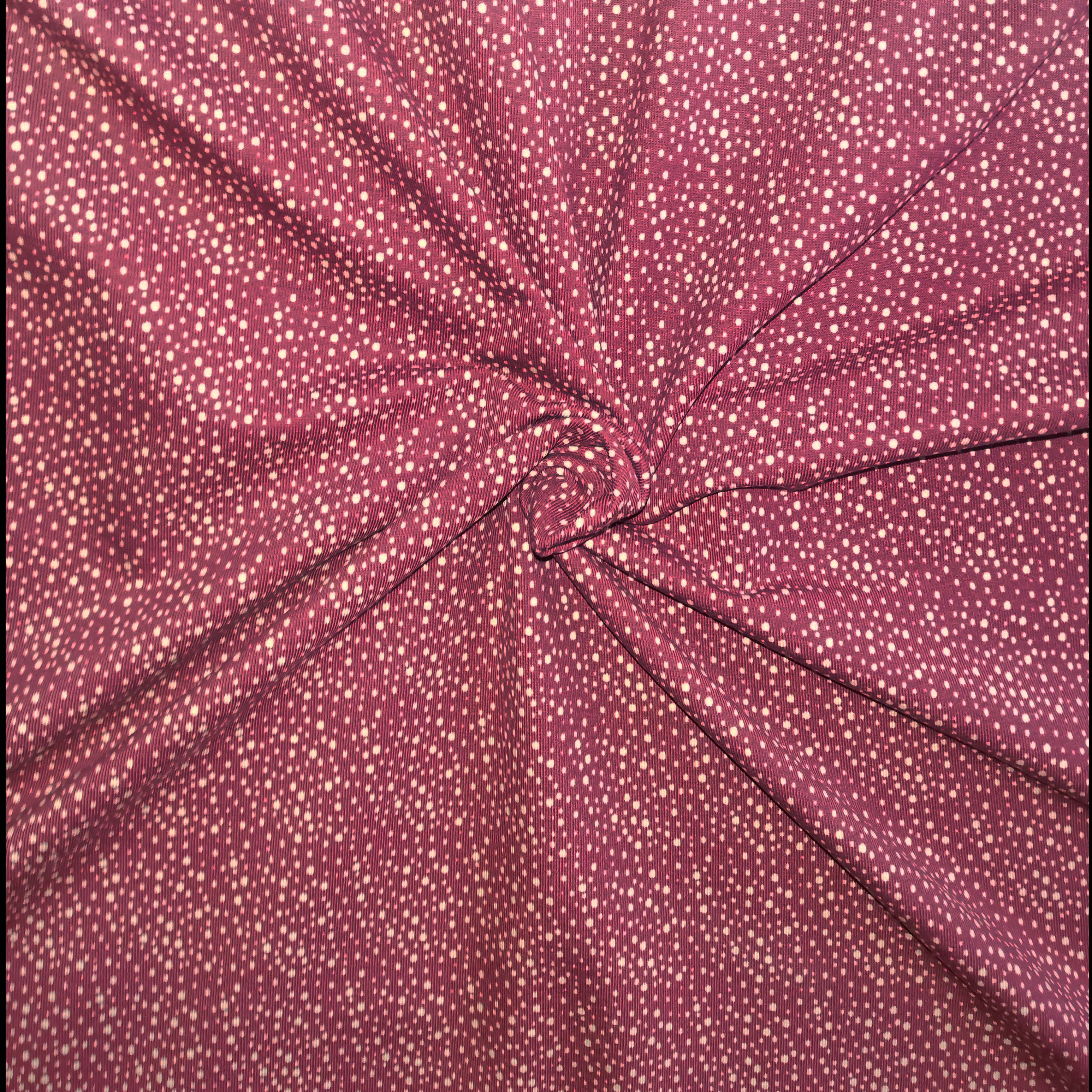 Light wine red cotton jersey digital print with dots
