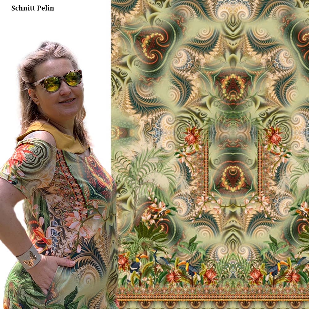 Baumwolljersey- Panel Sumatra- ein indischer Traum