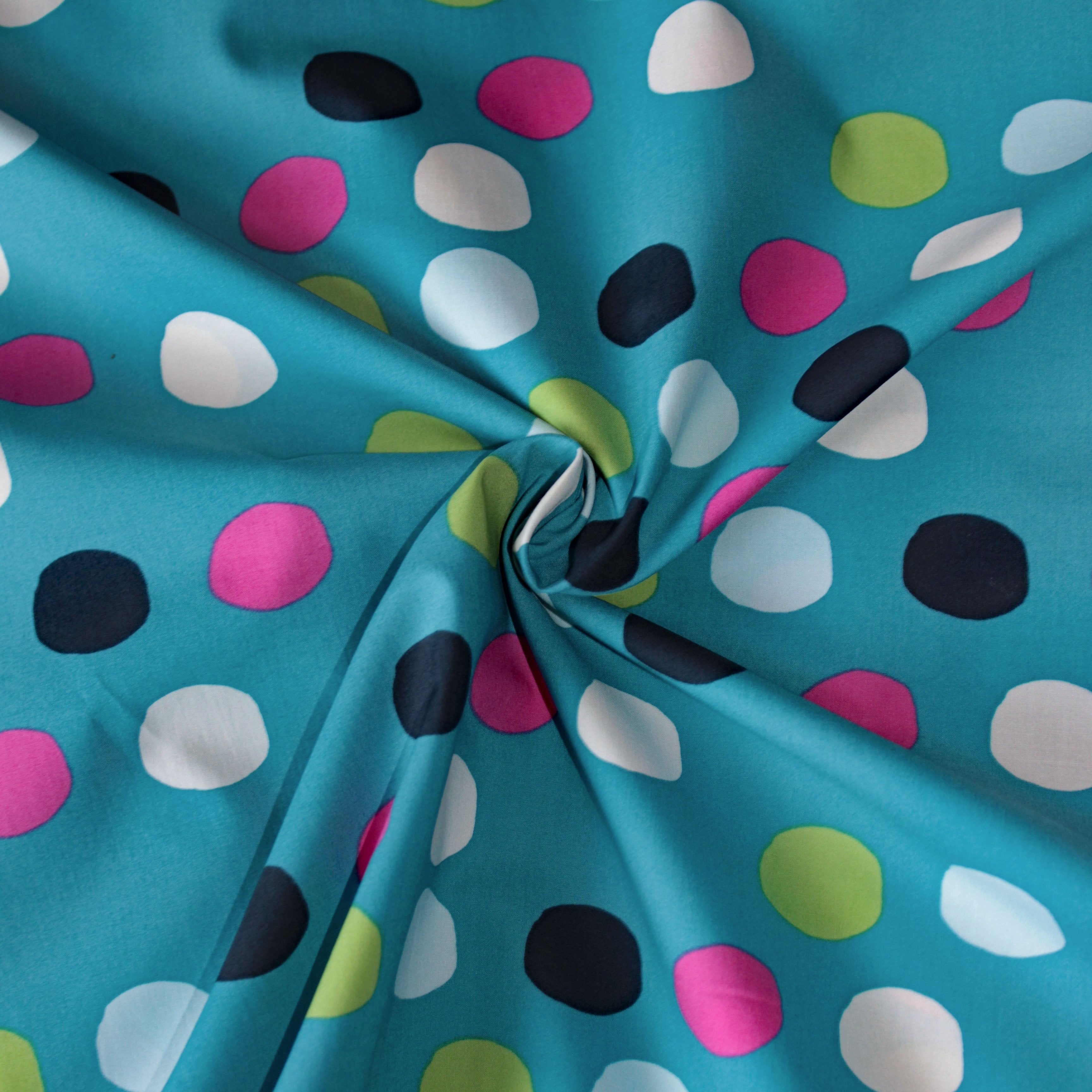 Fine organic cotton poplin with colorful circles