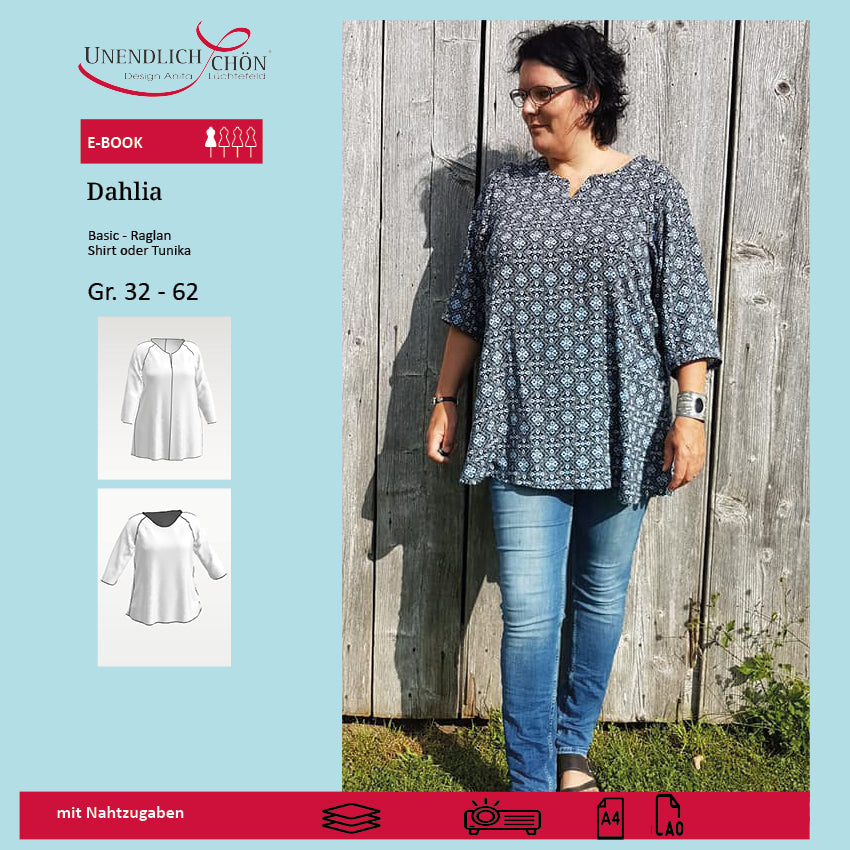 Schnittmuster Dahlia Raglan Basic Oberteil