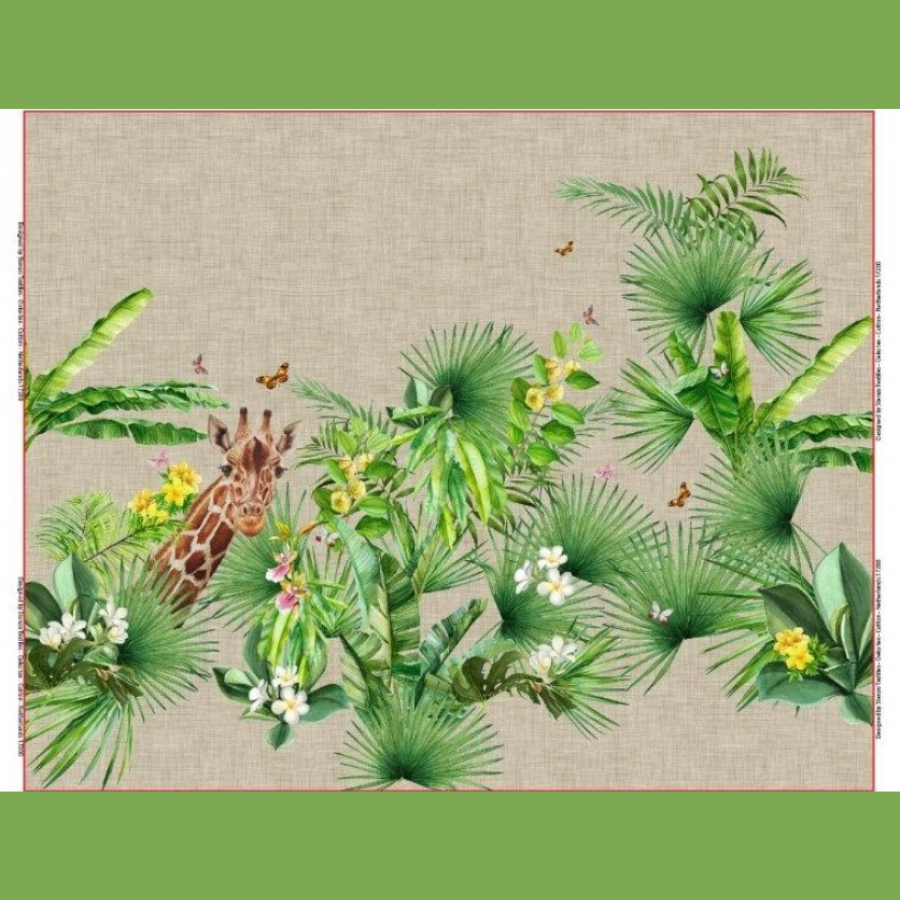 Panneau girafe Stenzo sous palmiers aspect lin naturel