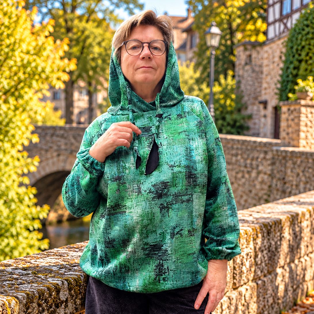 Schnittmuster AVENA Raglan Shirt / Pulli / Tunika mit Schlitz oder Gummizug