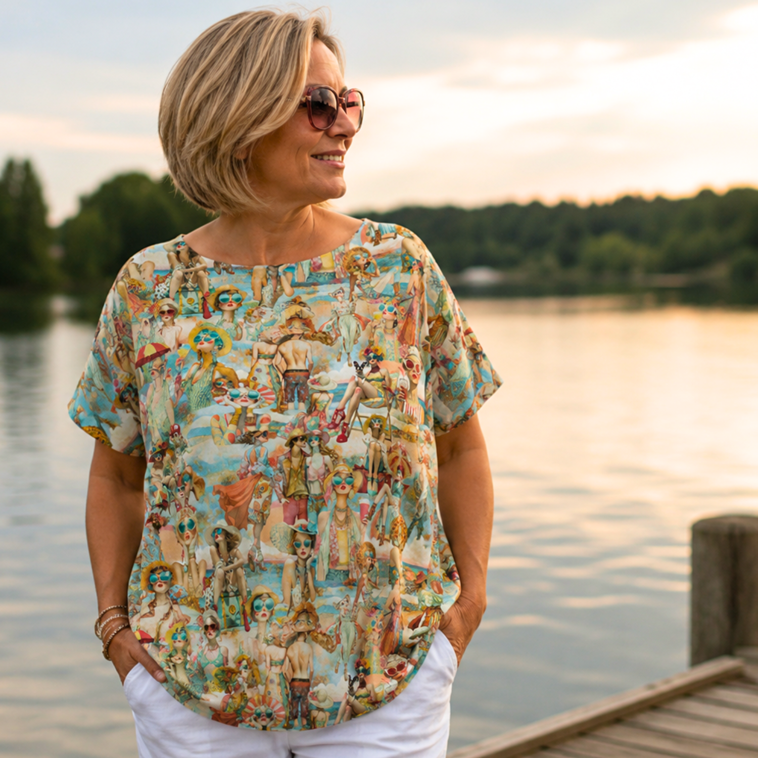 Baumwolljersey Retro Beach Ladies