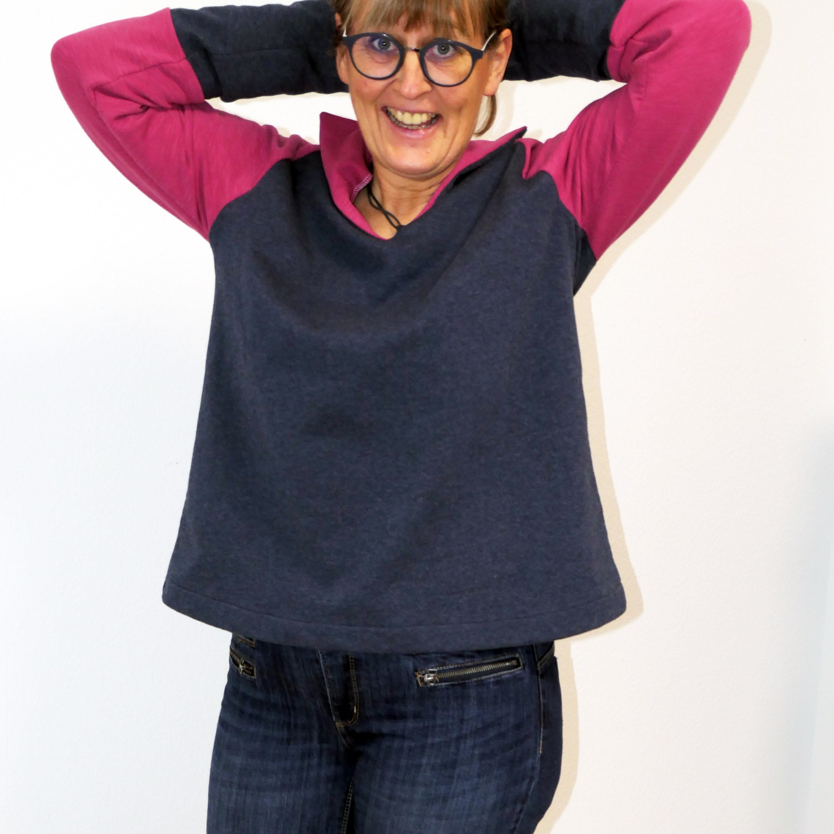 Nesrin Raglan Sweater with attached collar