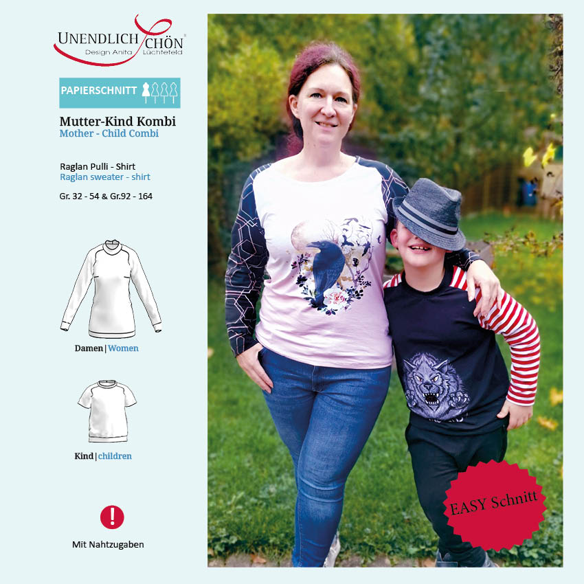Coupe raglan mère-enfant Genna & Glenni comme un papier découpé