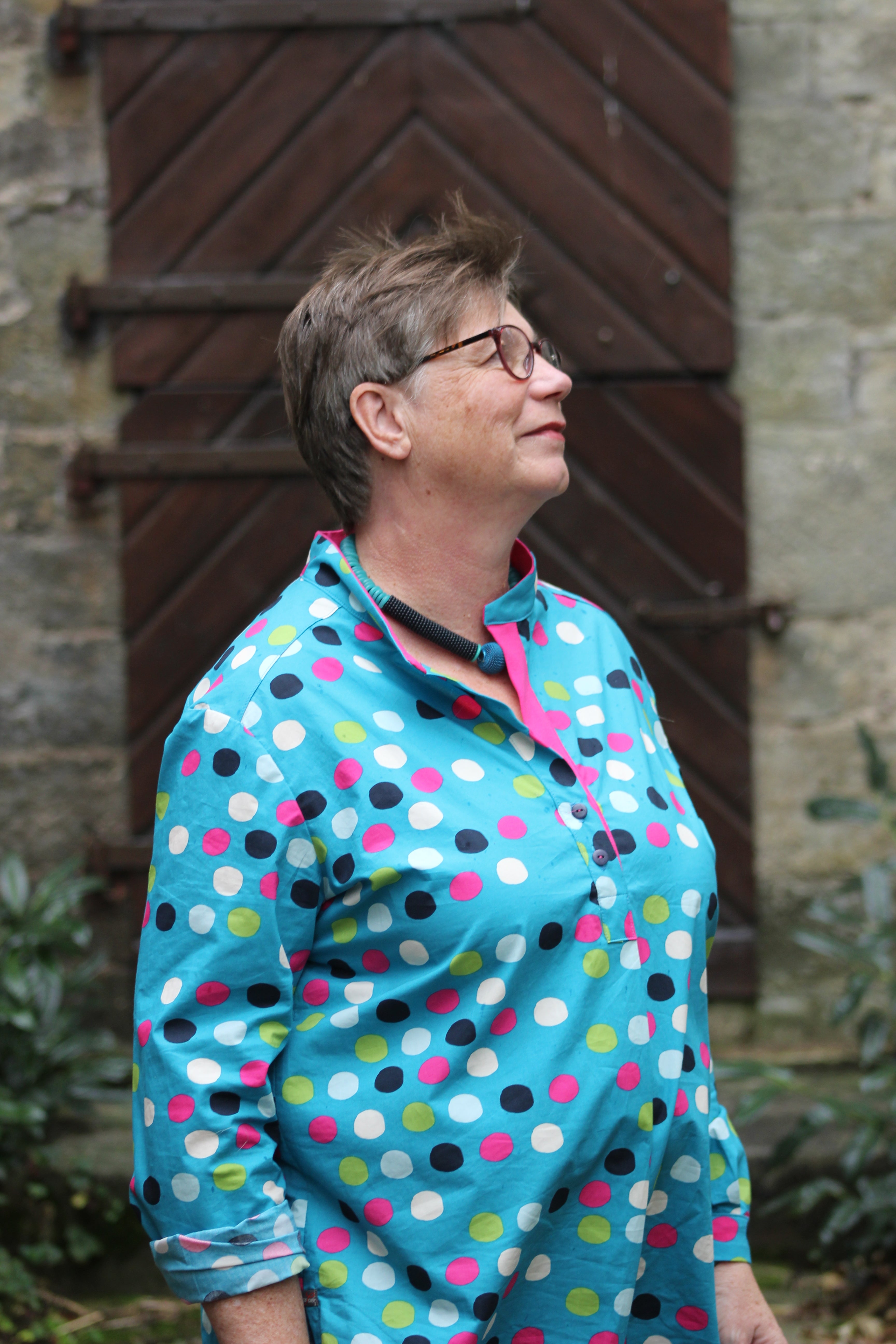 Fine organic cotton poplin with colorful circles