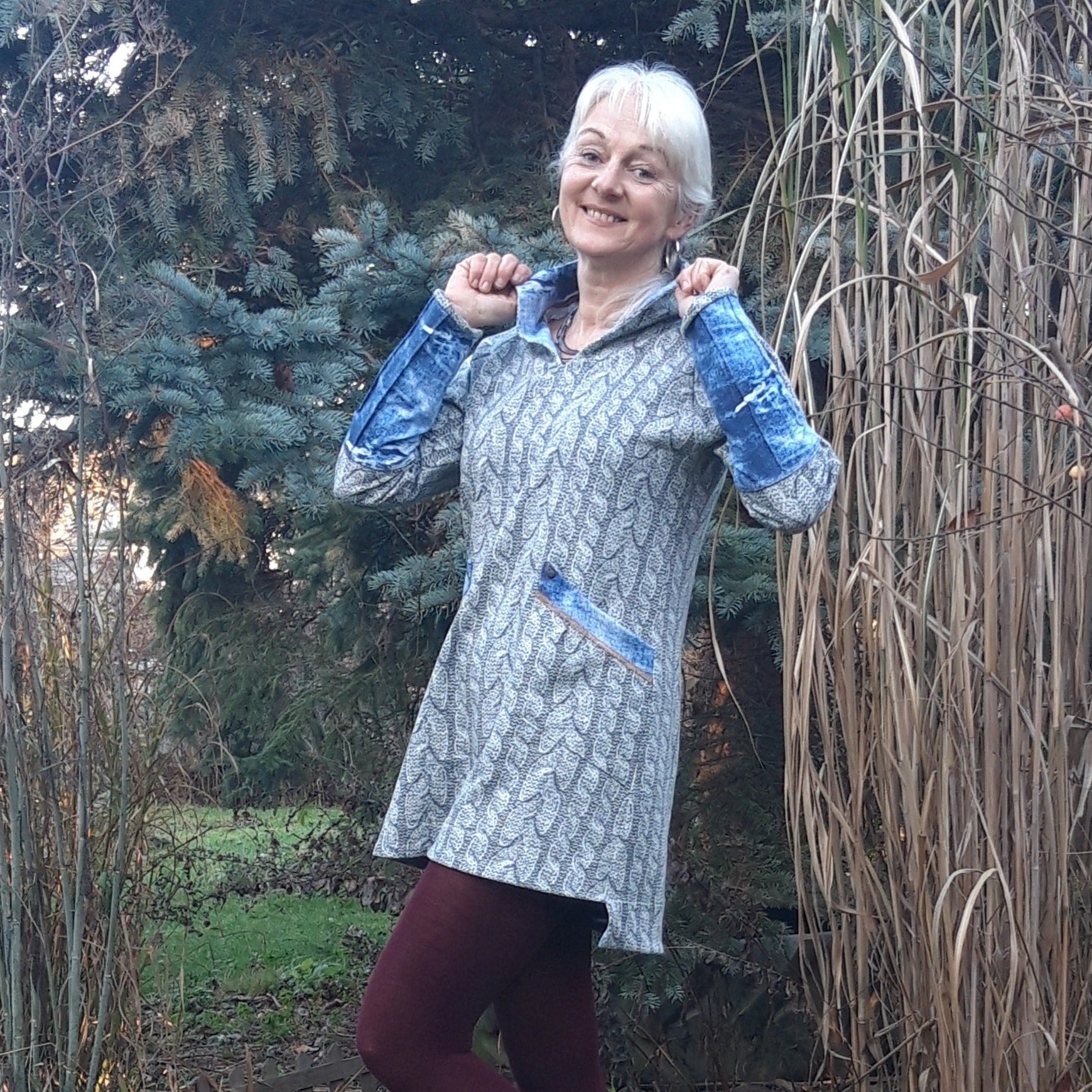 Nesrin Raglan Sweater with attached collar