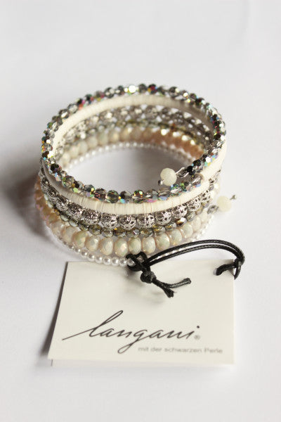 Cocomore wrap and spiral bracelet with Swarovski glass beads