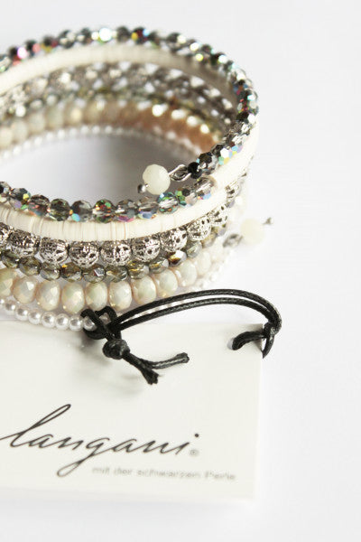 Cocomore wrap and spiral bracelet with Swarovski glass beads
