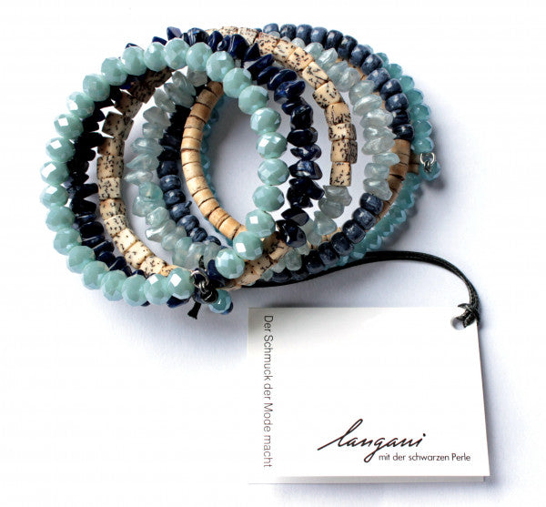Wrap bracelet / spiral bracelet Lima in blue and beige colors
