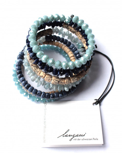 Wrap bracelet / spiral bracelet Lima in blue and beige colors