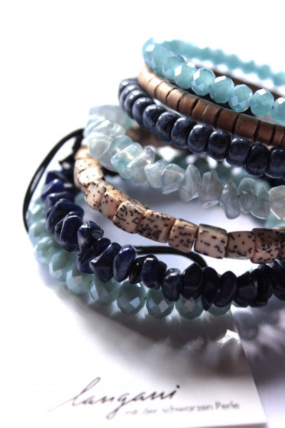 Wrap bracelet / spiral bracelet Lima in blue and beige colors