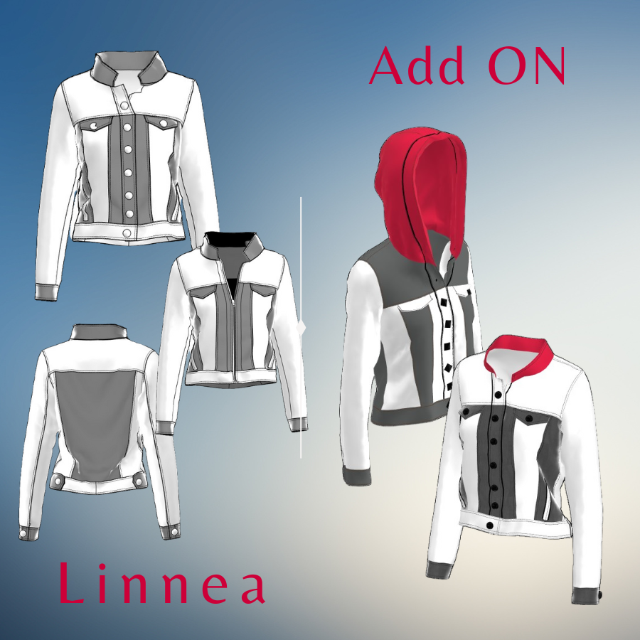 Schnittmusterset Jeansjacke Linnea und Kapuzen Add ON als PDF