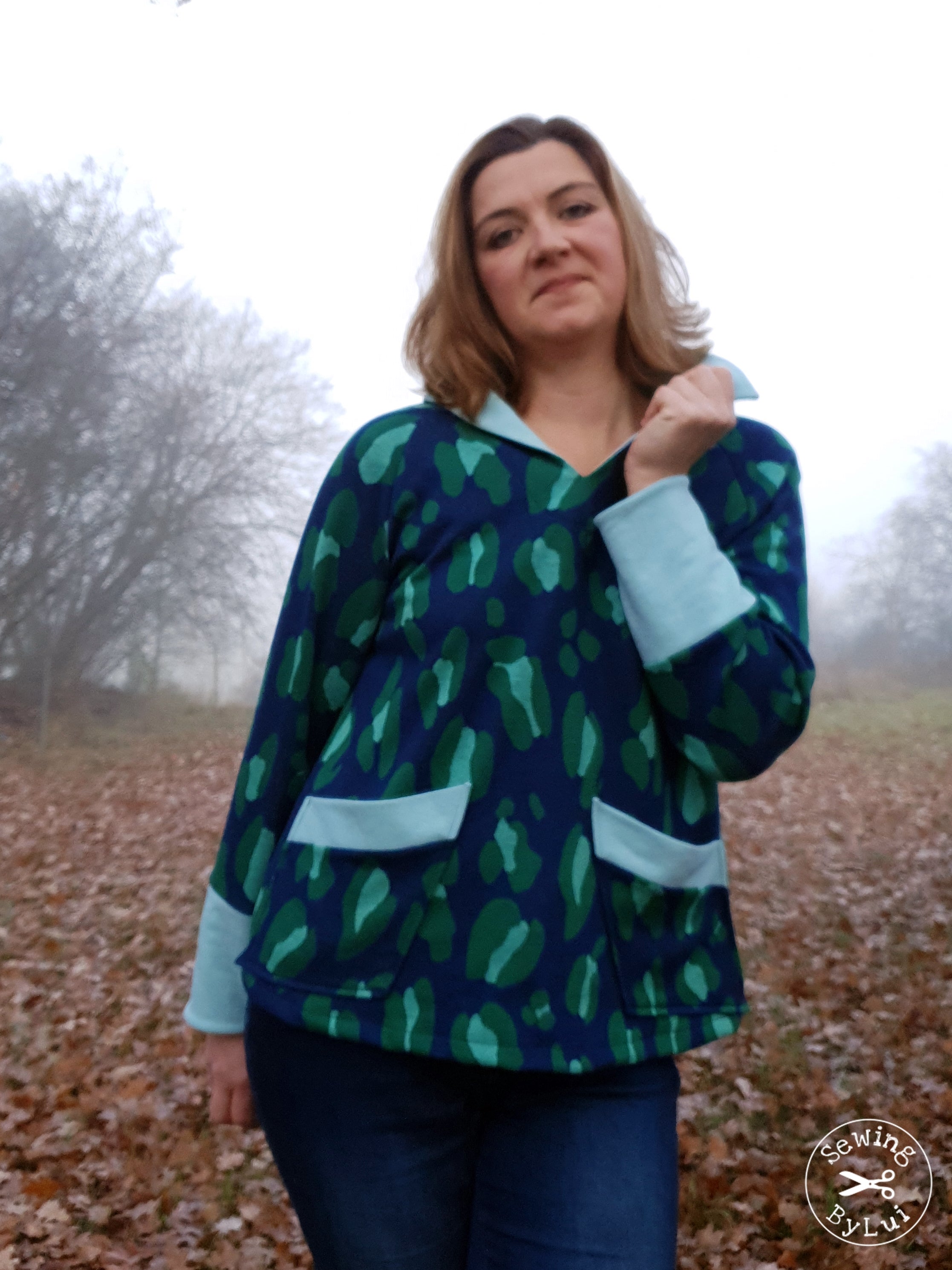 Nesrin Raglan Sweater with attached collar