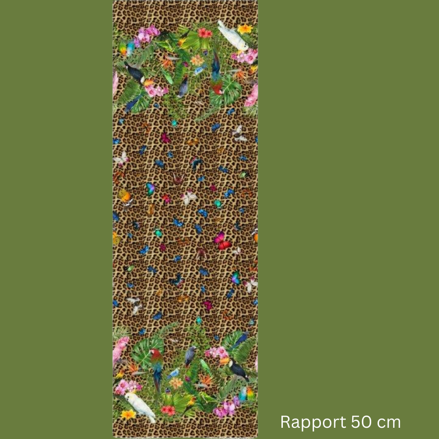 Stenzo Cotton Border Fabric Tropical Leo Pattern