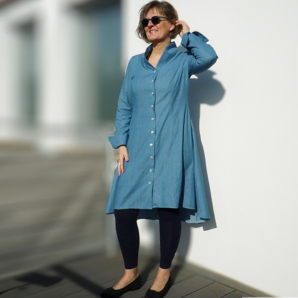 Sayuri Long or short blouse with Viennese seams