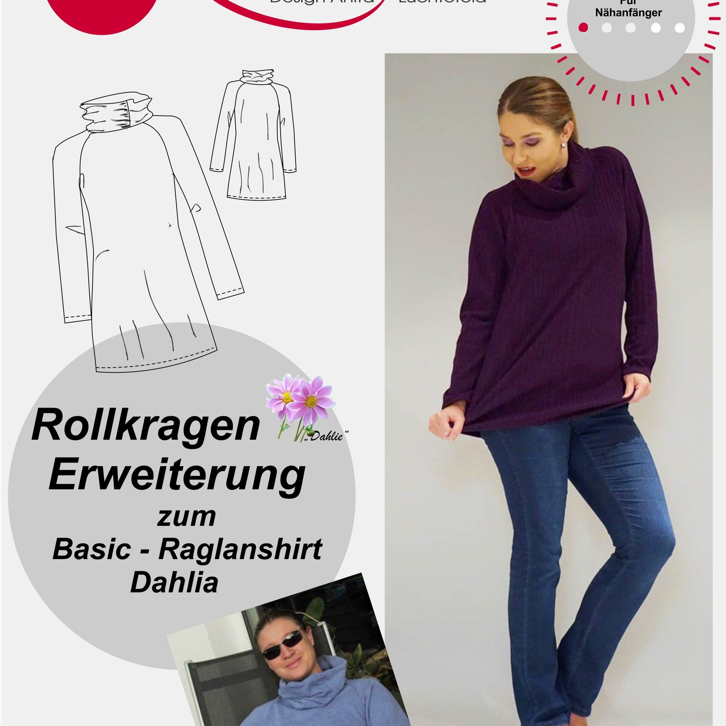 Turtleneck Add ON to Raglan Shirt Dahlia