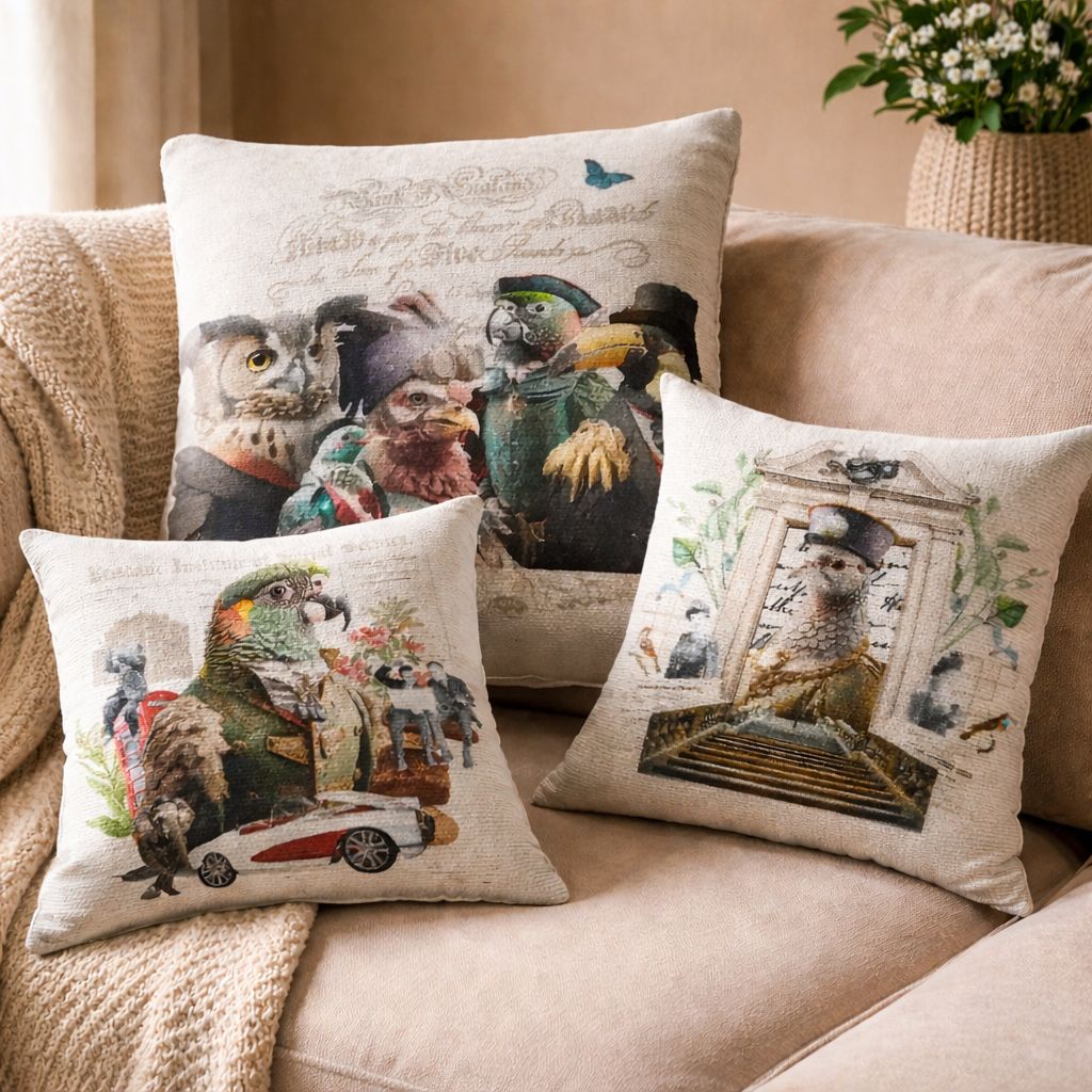 Kissen-Panel von Stenzo ''Bird Meeting''