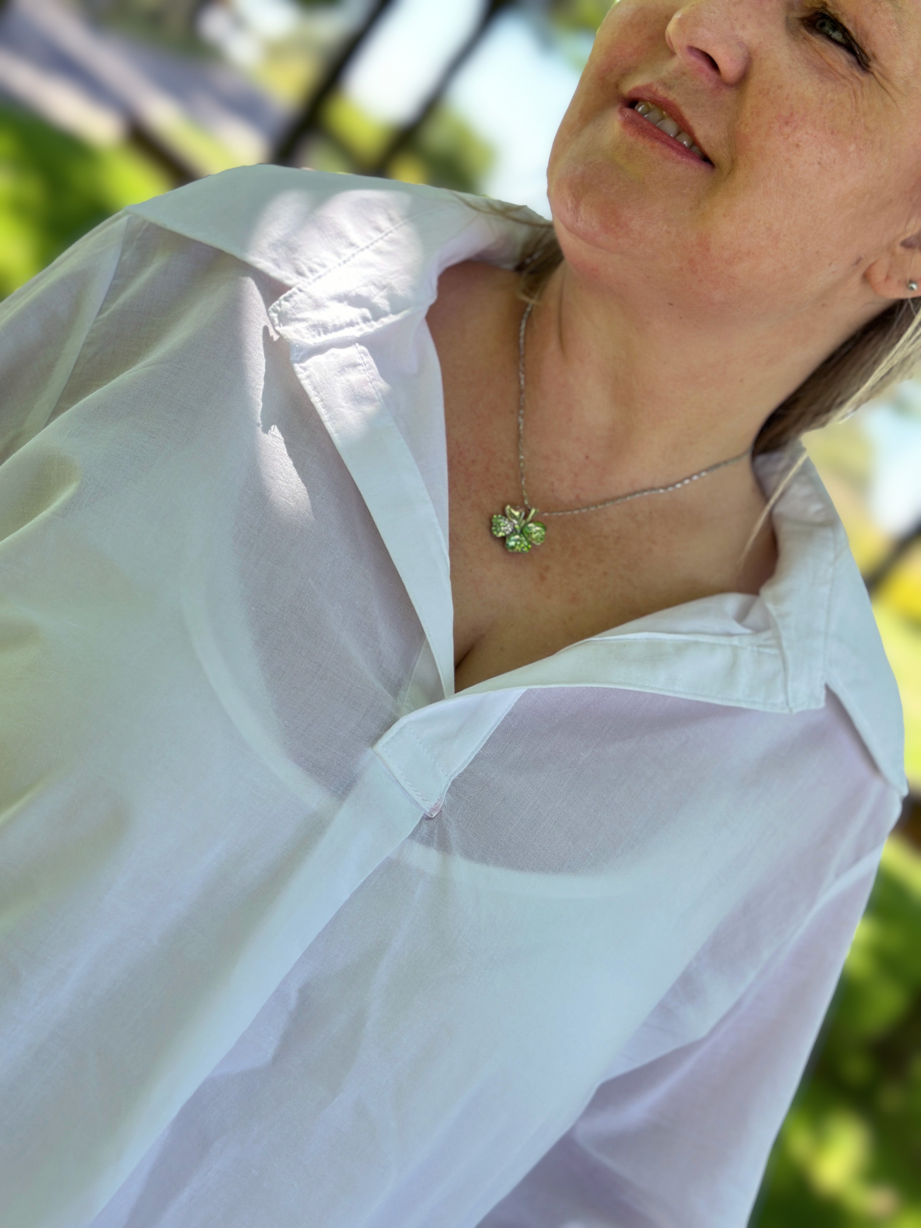 White blouse fabric embroidery border