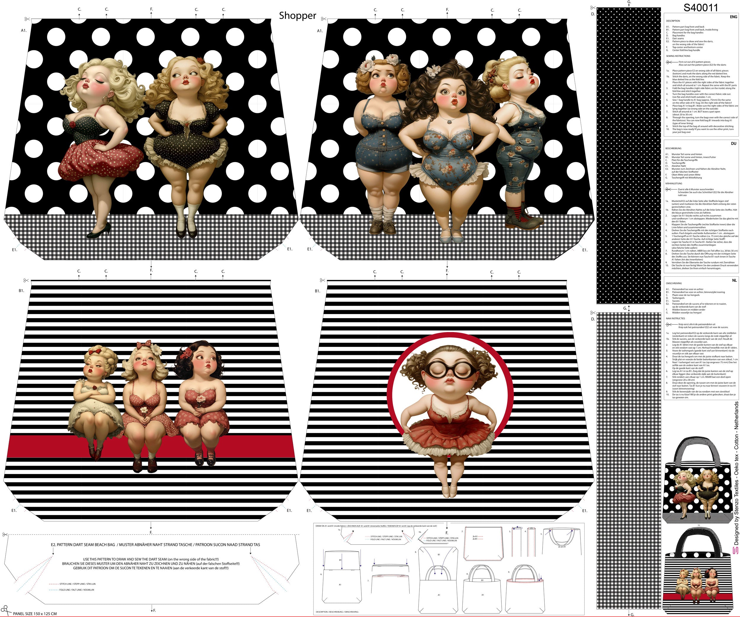 Obesitas Black Taschenpanel Design Stenzo Textiles