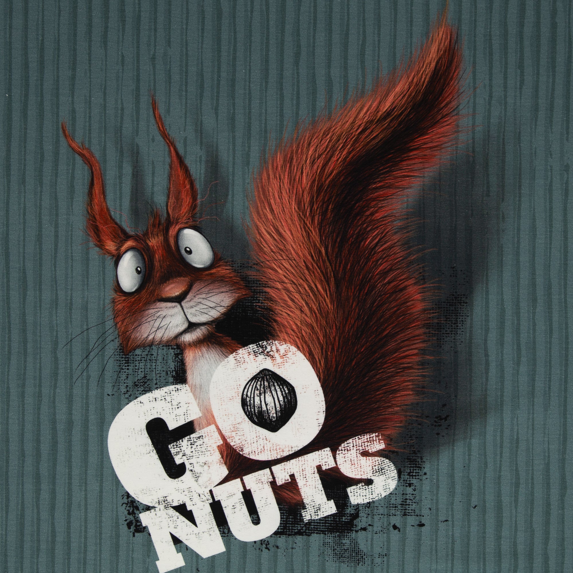 Go Nuts Squirrel Panel blue striped 