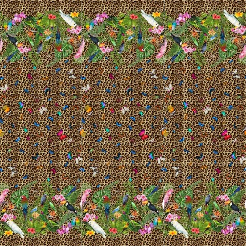 Stenzo Cotton Border Fabric Tropical Leo Pattern 