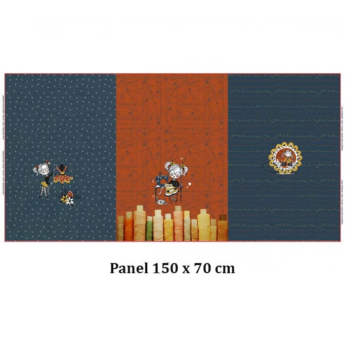 Jersey Panel the little seamstress in blue-orange-blue 