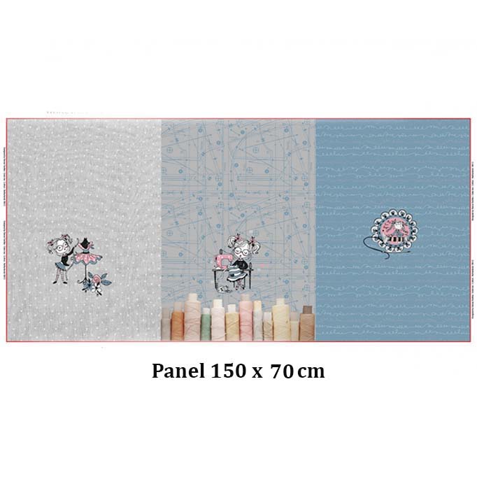 Jersey Panel the little seamstress in light blue grey 