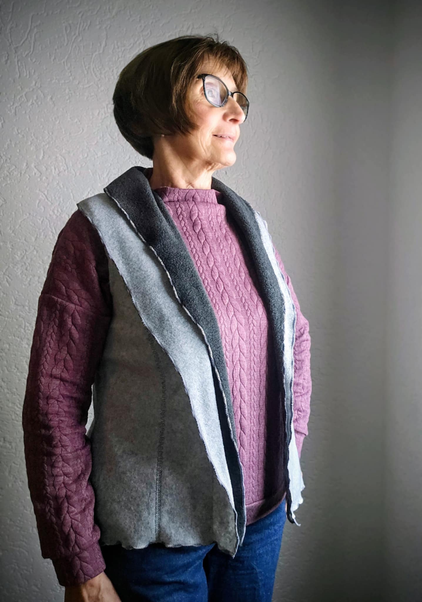 Schnittmuster Kalmia Weste mit doppeltem Wellen-Schalkragen