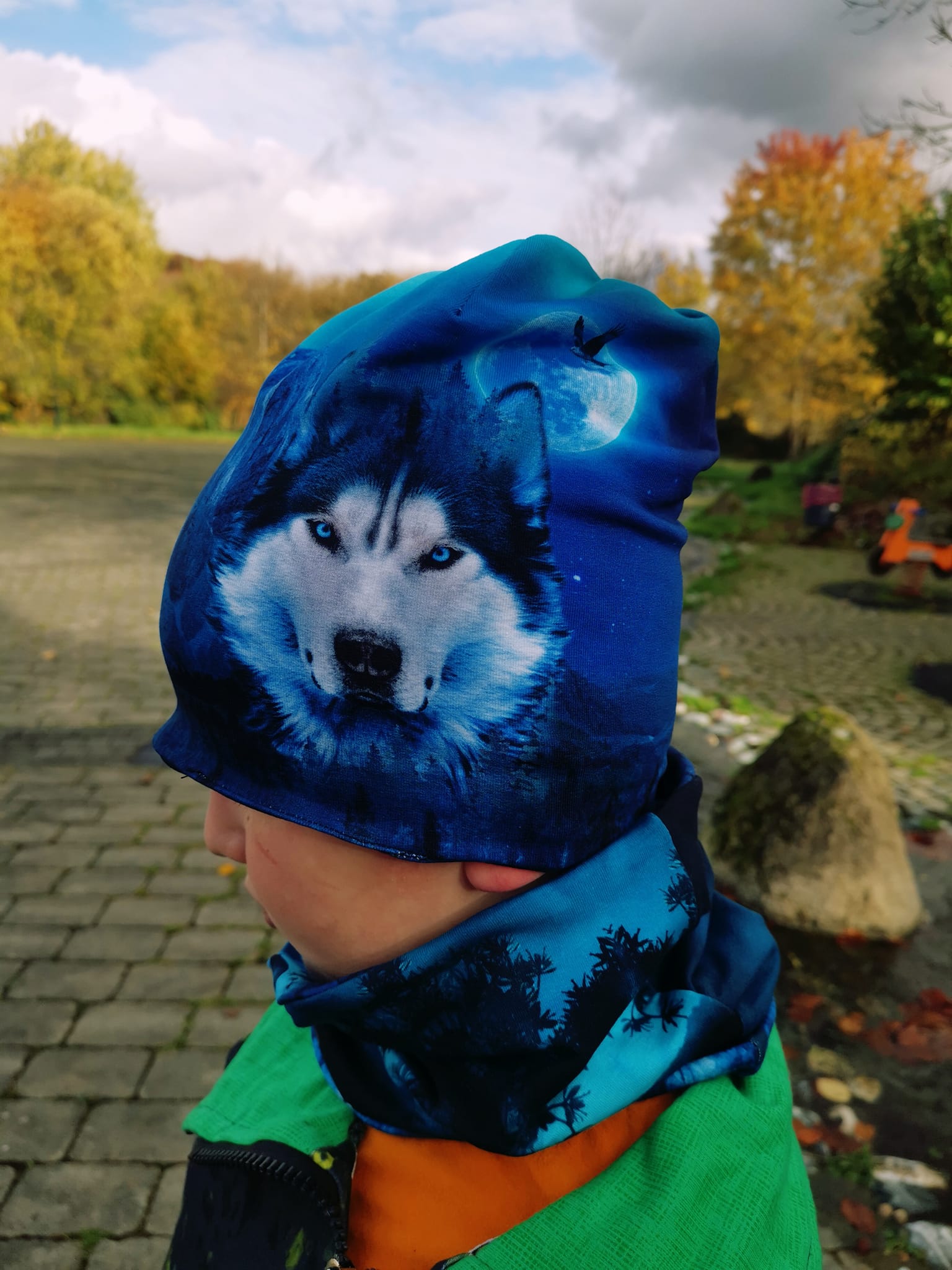 French Terry Panel Beanie and Loop the Wolves