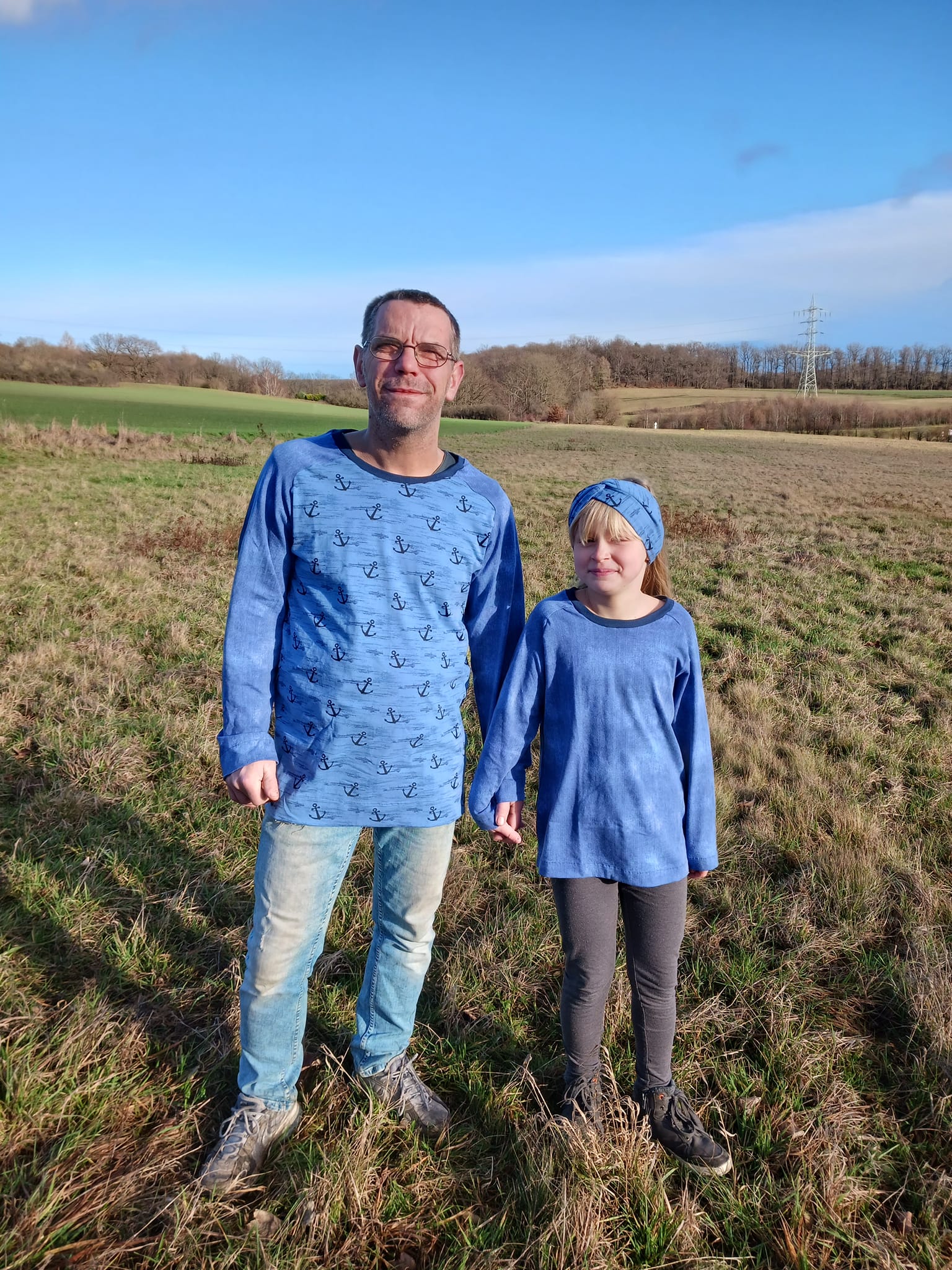 Père - enfant coupe raglan Genn &amp; Glenni comme un papier découpé