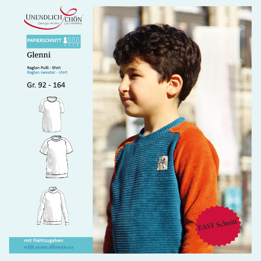 Glenni Kinder Raglan Pulli Schnitt