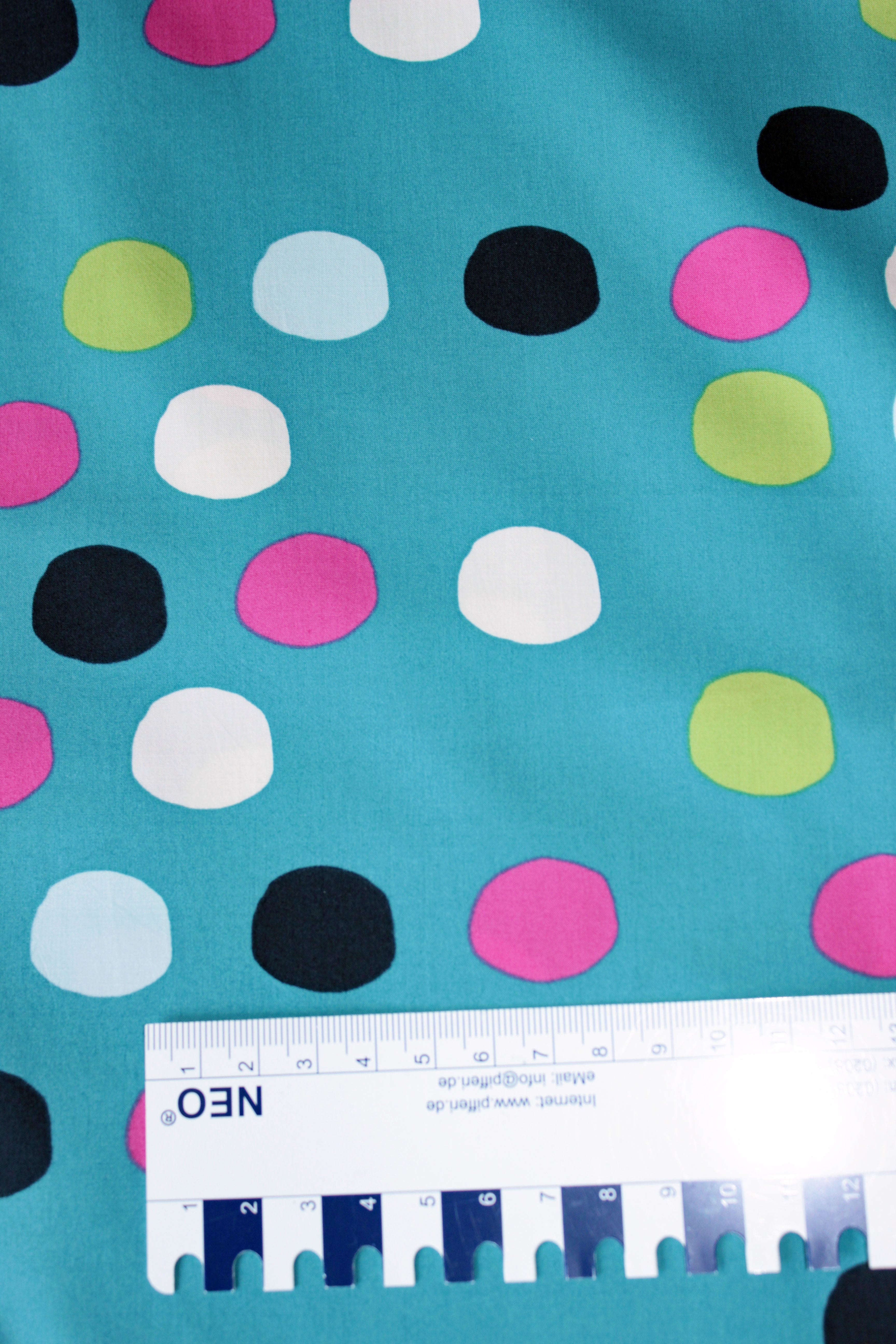 Fine organic cotton poplin with colorful circles 