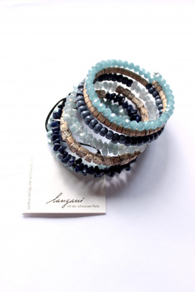 Wrap bracelet / spiral bracelet Lima in blue and beige colors 