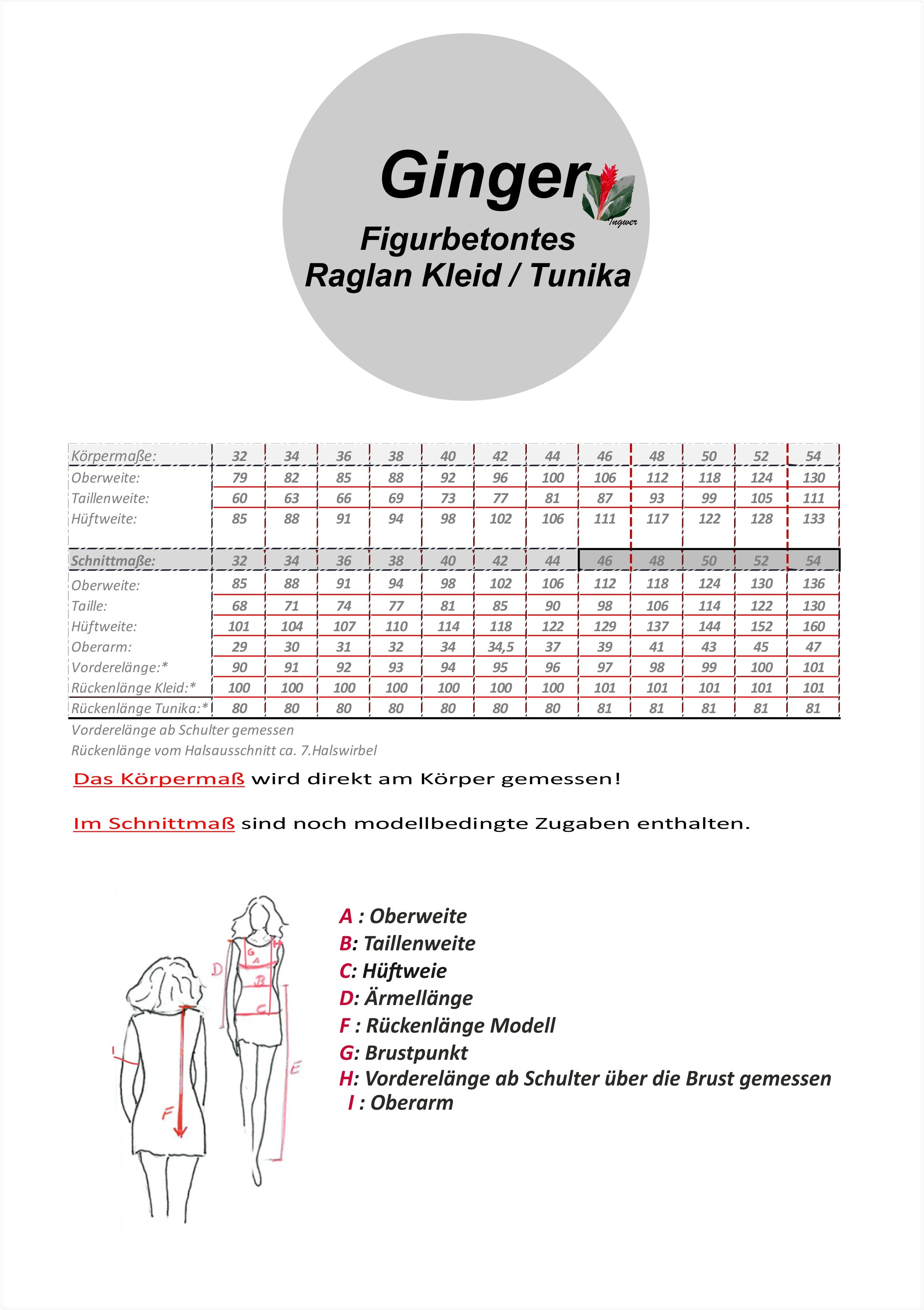 Patron de robe raglan mère-enfant gingembre