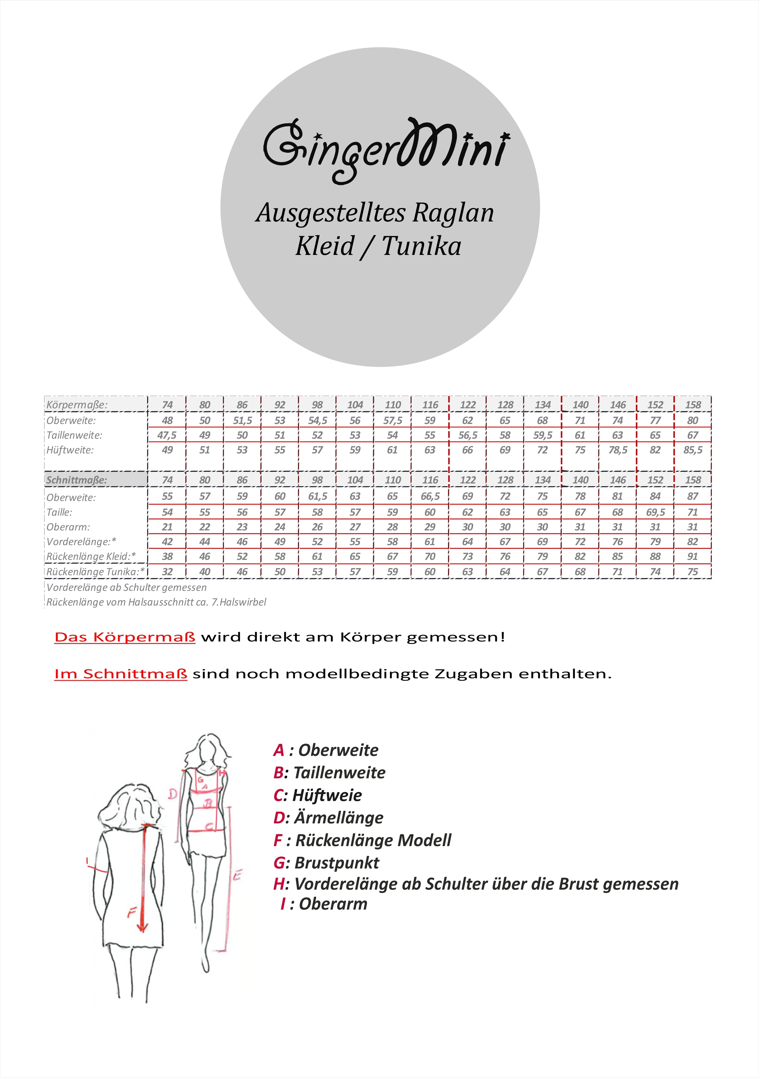 Mother - Child Ginger Raglan Dress Pattern