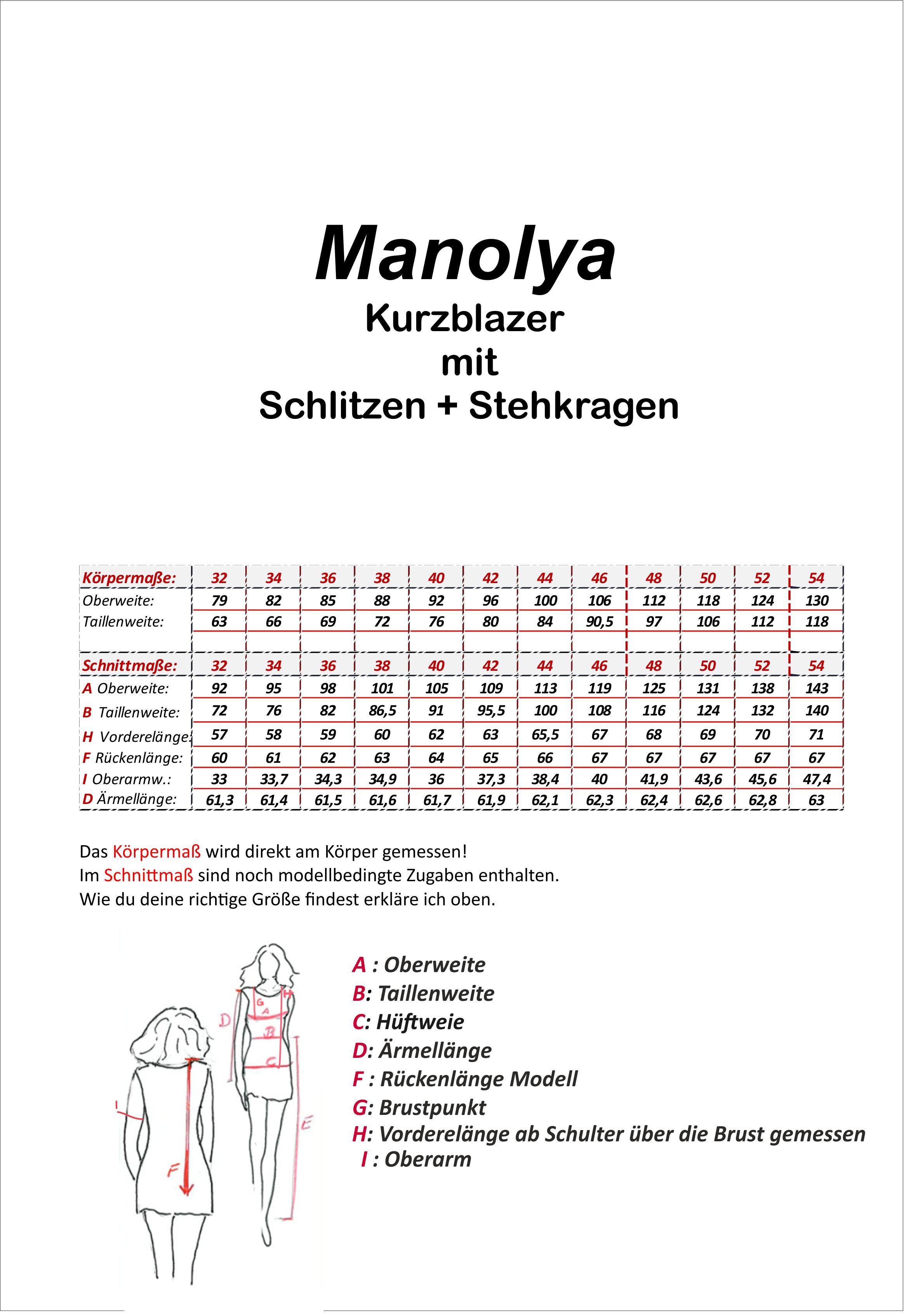 Manolya Kurzblazer Schnittmuster